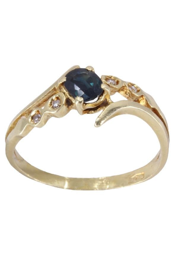 BAGUE MODERNE SAPHIR ET DIAMANTS — vue 1