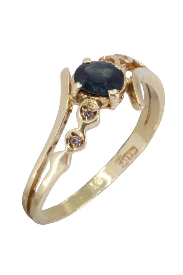 BAGUE MODERNE SAPHIR ET DIAMANTS — vue 3