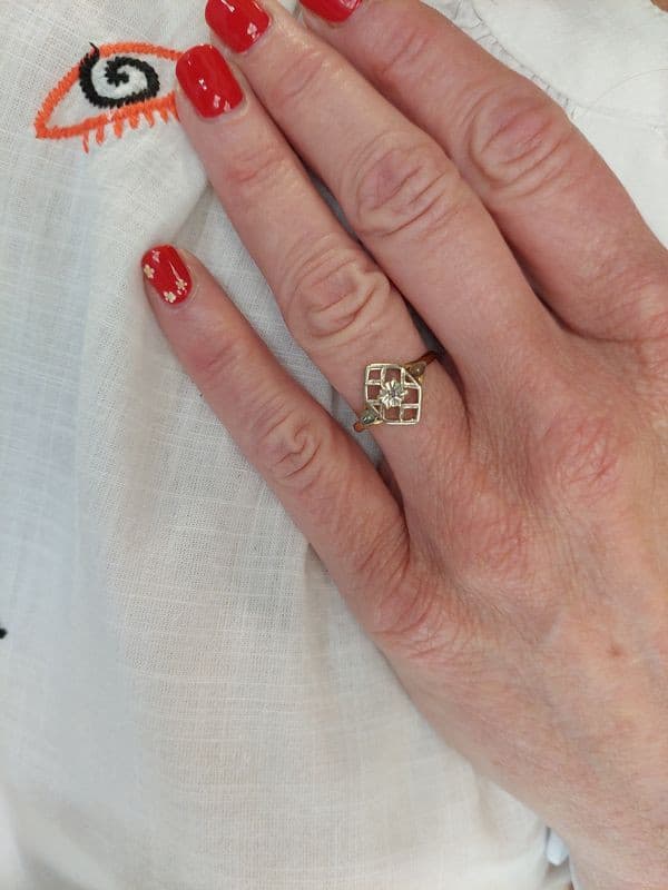 BAGUE DIAMANT ART-NOUVEAU — vue 2