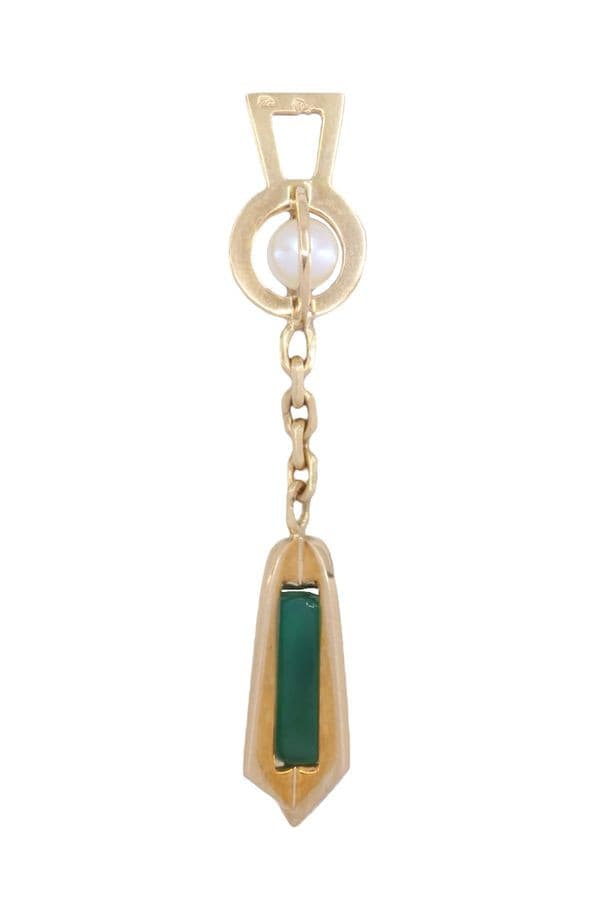 PENDENTIF MODERNE PERLE ET TOURMALINE — vue 3