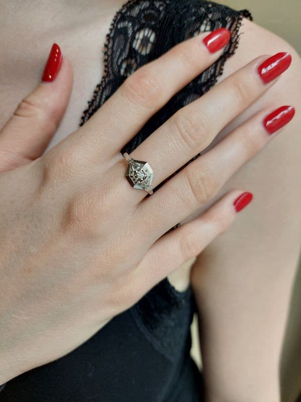 BAGUE ART-DÉCO DIAMANT — vue 2