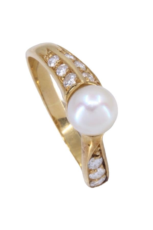 BAGUE PERLE ET DIAMANTS — vue 3