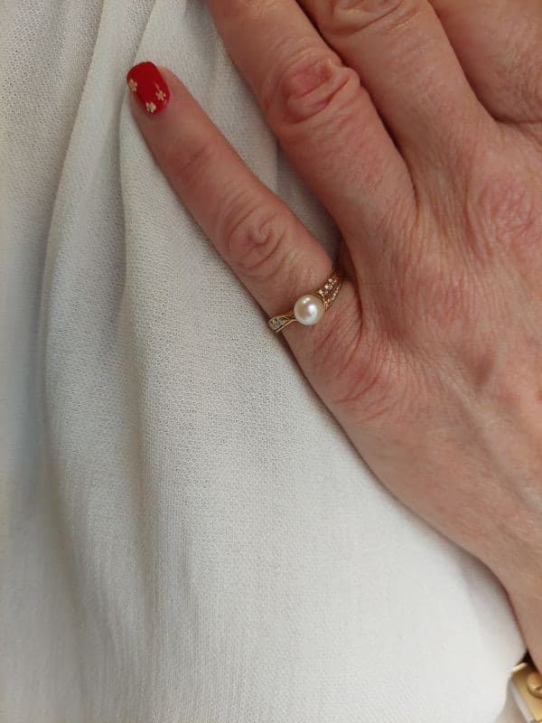 BAGUE PERLE ET DIAMANTS — vue 2