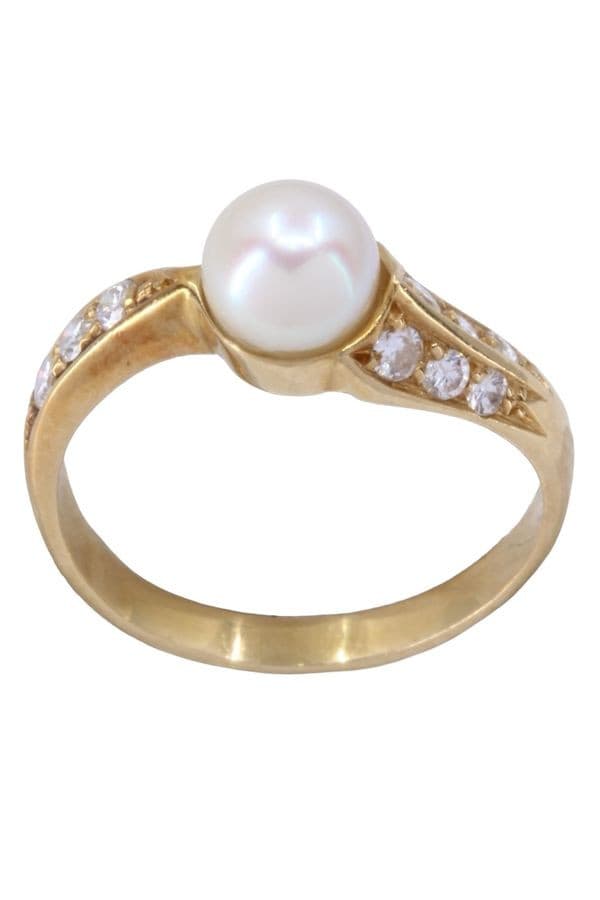 BAGUE PERLE ET DIAMANTS
