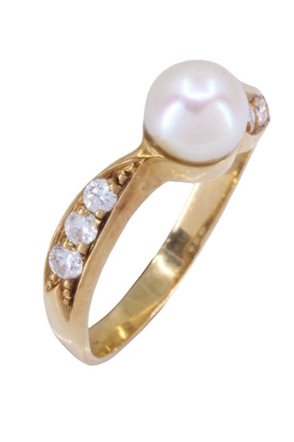 BAGUE PERLE ET DIAMANTS — vue 4