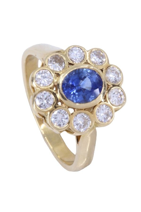 BAGUE MARGUERITE SAPHIR ET DIAMANTS — vue 4