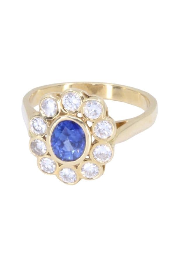 BAGUE MARGUERITE SAPHIR ET DIAMANTS — vue 6