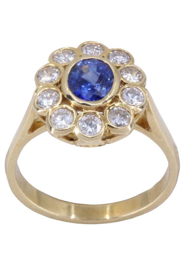 BAGUE MARGUERITE SAPHIR ET DIAMANTS — vue 1