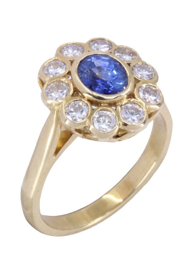 BAGUE MARGUERITE SAPHIR ET DIAMANTS — vue 5