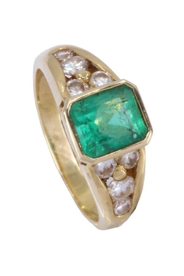 BAGUE MODERNE ÉMERAUDE ET DIAMANTS — vue 5