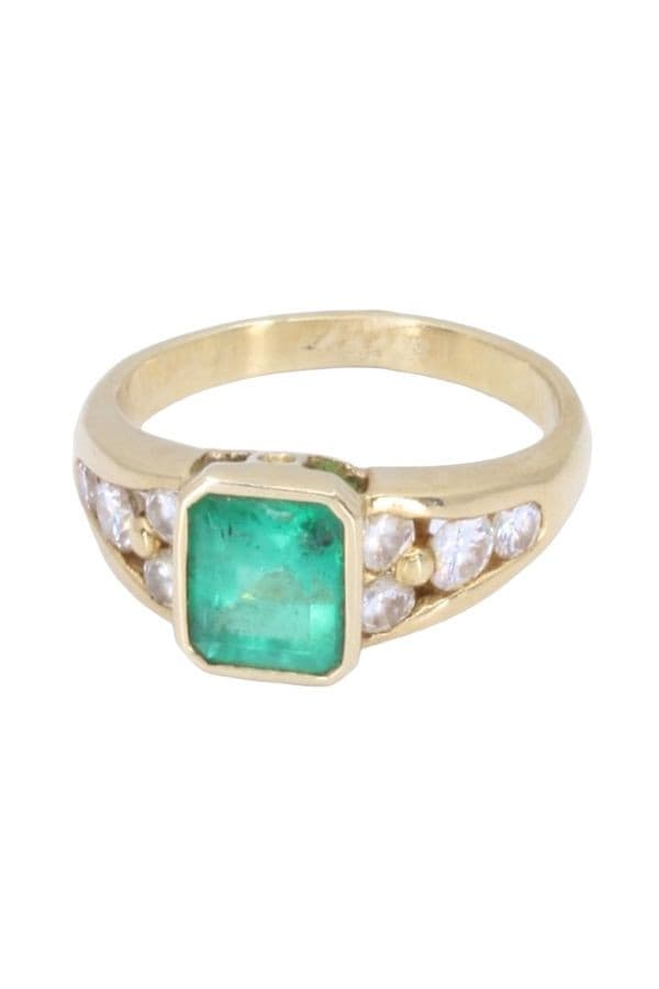 BAGUE MODERNE ÉMERAUDE ET DIAMANTS — vue 6