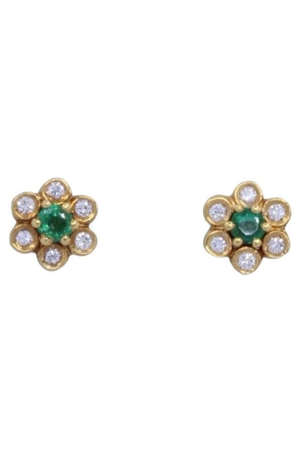 BOUCLES D'OREILLES MARGUERITES ÉMERAUDES ET DIAMANTS — vue 1