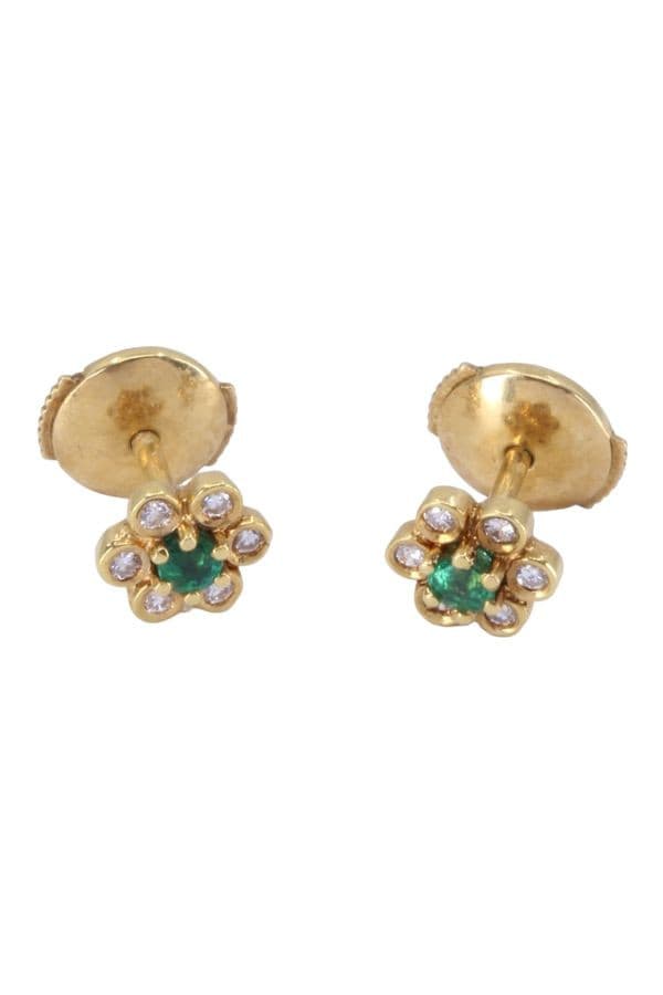 BOUCLES D'OREILLES MARGUERITES ÉMERAUDES ET DIAMANTS — vue 3