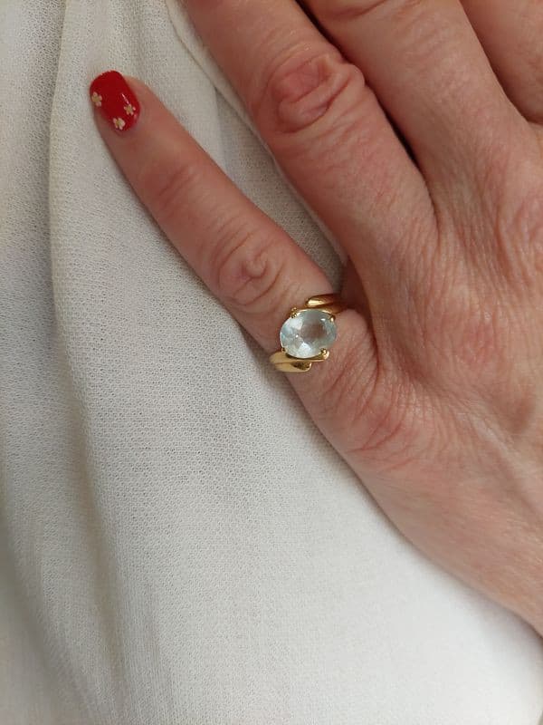 BAGUE AIGUE-MARINE — vue 2