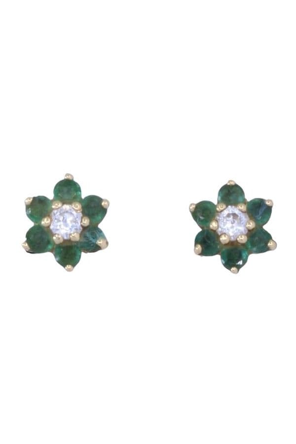 BOUCLES D'OREILLES MARGUERITES ÉMERAUDES ET DIAMANTS — vue 1