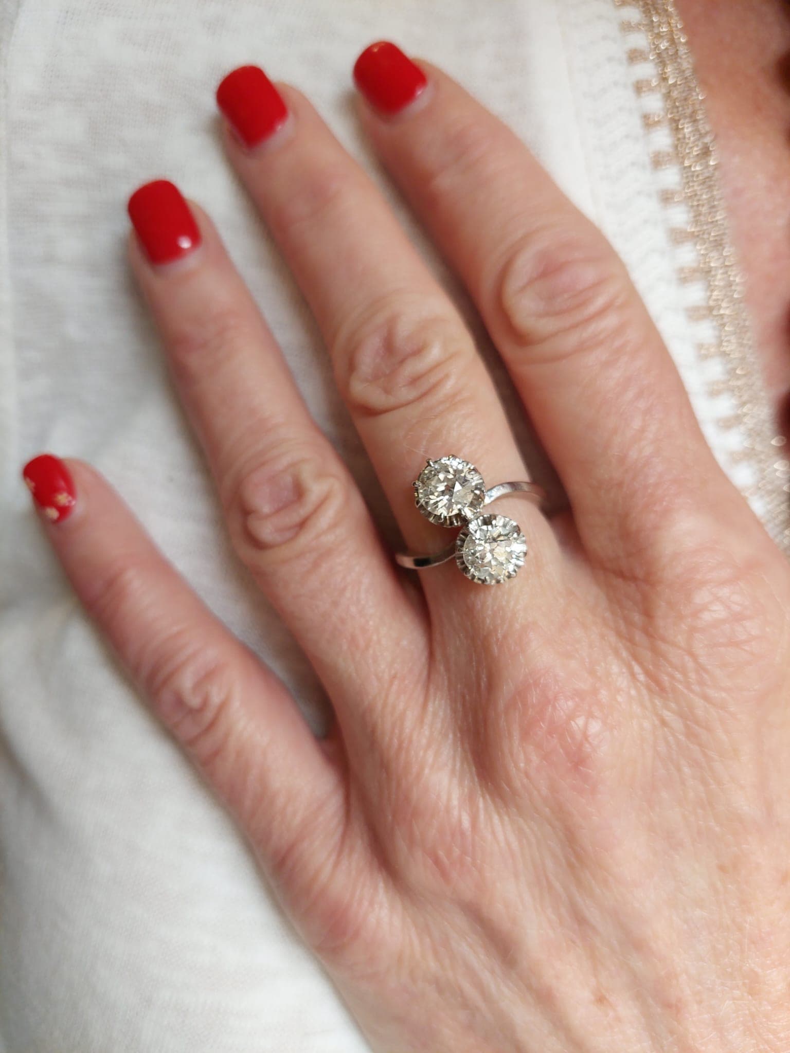 BAGUE TOI ET MOI ANCIEN DIAMANTS — vue 2