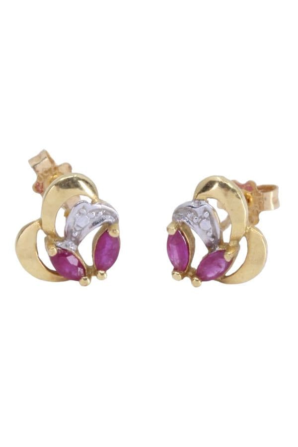 BOUCLES D'OREILLES SPINELLES ROUGES — vue 2
