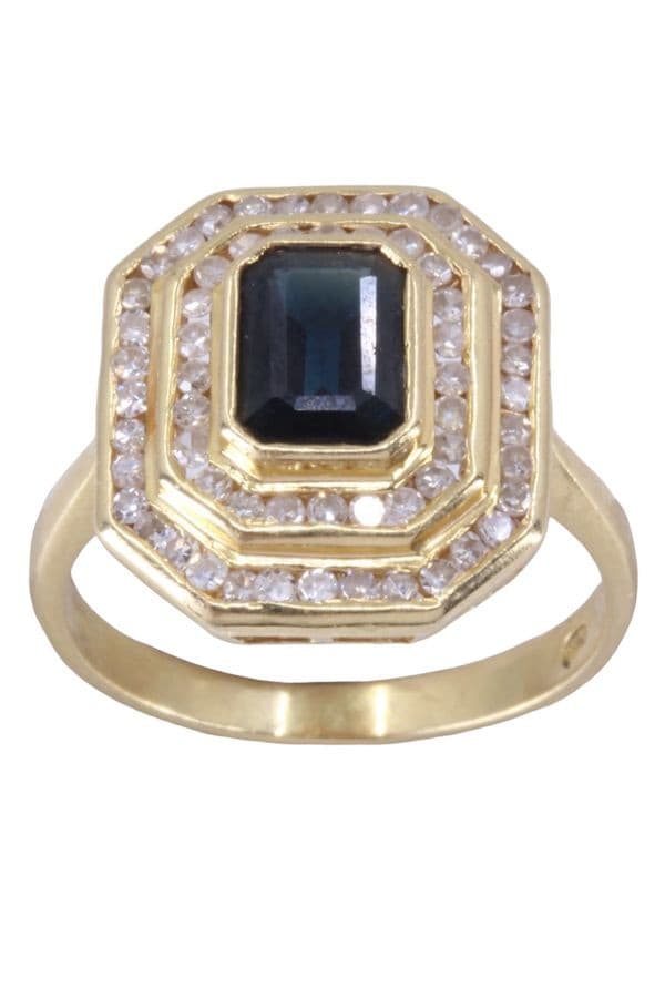 BAGUE MODERNE SAPHIR ET DIAMANTS — vue 1