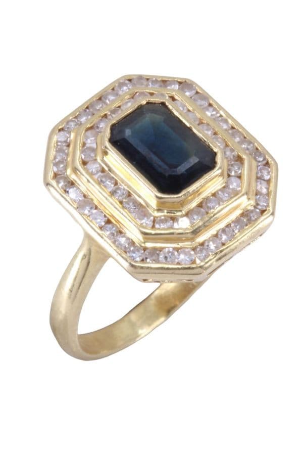 BAGUE MODERNE SAPHIR ET DIAMANTS — vue 3