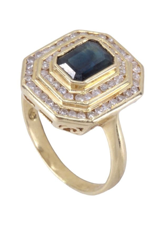 BAGUE MODERNE SAPHIR ET DIAMANTS — vue 4