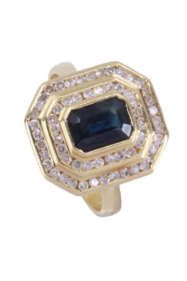 BAGUE MODERNE SAPHIR ET DIAMANTS — vue 5