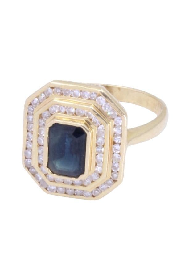 BAGUE MODERNE SAPHIR ET DIAMANTS — vue 6