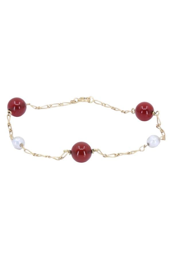BRACELET PERLES ET CORNALINES — vue 1