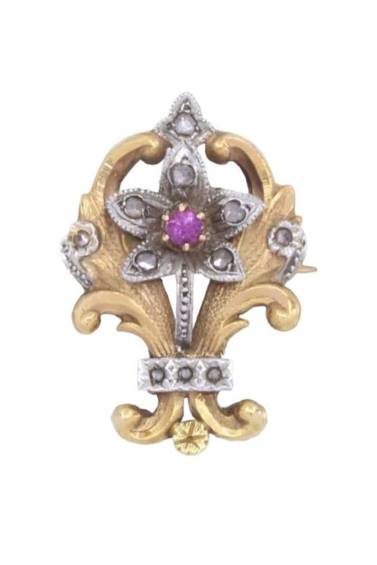 BROCHE RUBIS DIAMANTS NAPOLÉON III — vue 1