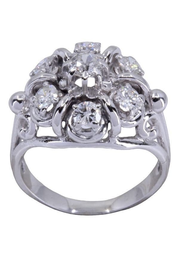 BAGUE FLEUR DIAMANTS ANNÉES 50' — vue 1