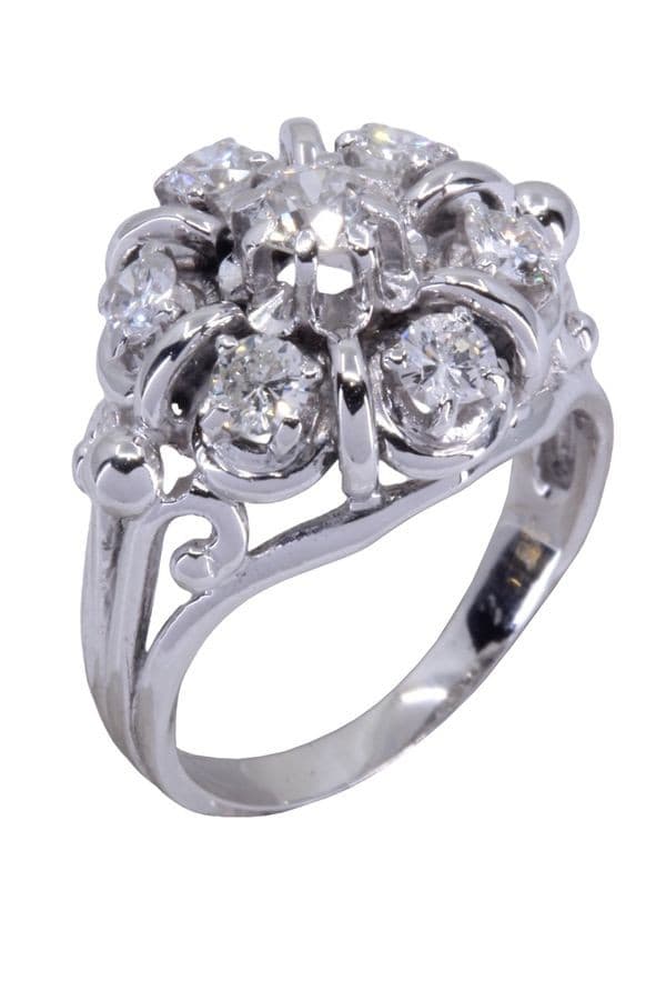 BAGUE FLEUR DIAMANTS ANNÉES 50' — vue 3