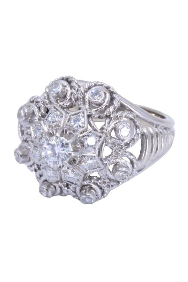 BAGUE FLEUR DIAMANTS ANNÉES 50' — vue 6