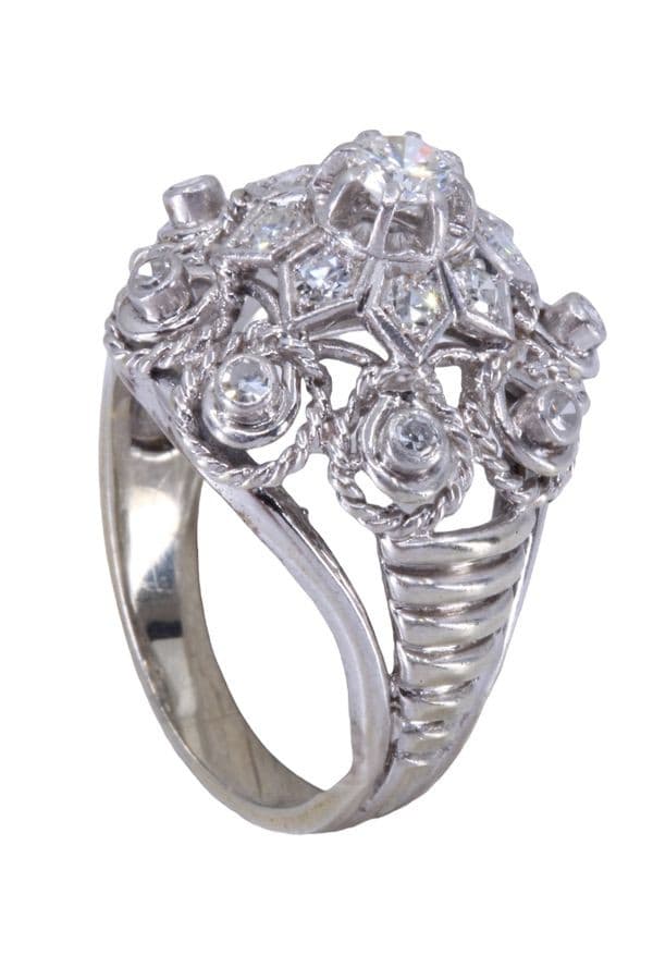BAGUE FLEUR DIAMANTS ANNÉES 50' — vue 3