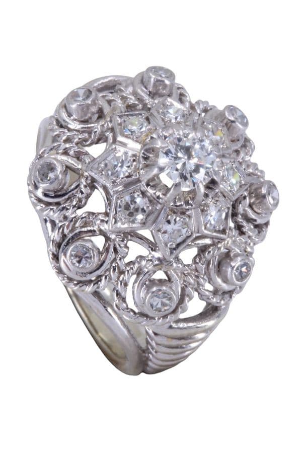 BAGUE FLEUR DIAMANTS ANNÉES 50' — vue 4