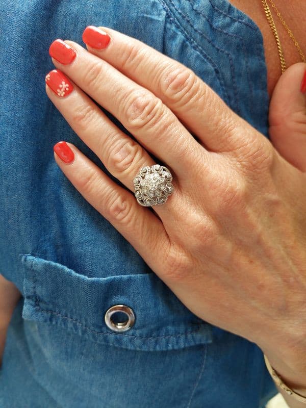 BAGUE FLEUR DIAMANTS ANNÉES 50' — vue 2