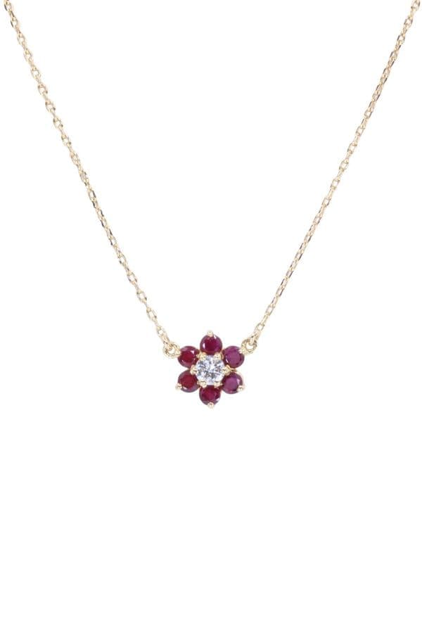COLLIER MARGUERITE DIAMANT ET RUBIS — vue 3