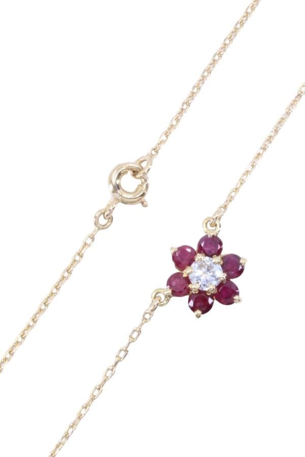 COLLIER MARGUERITE DIAMANT ET RUBIS — vue 4