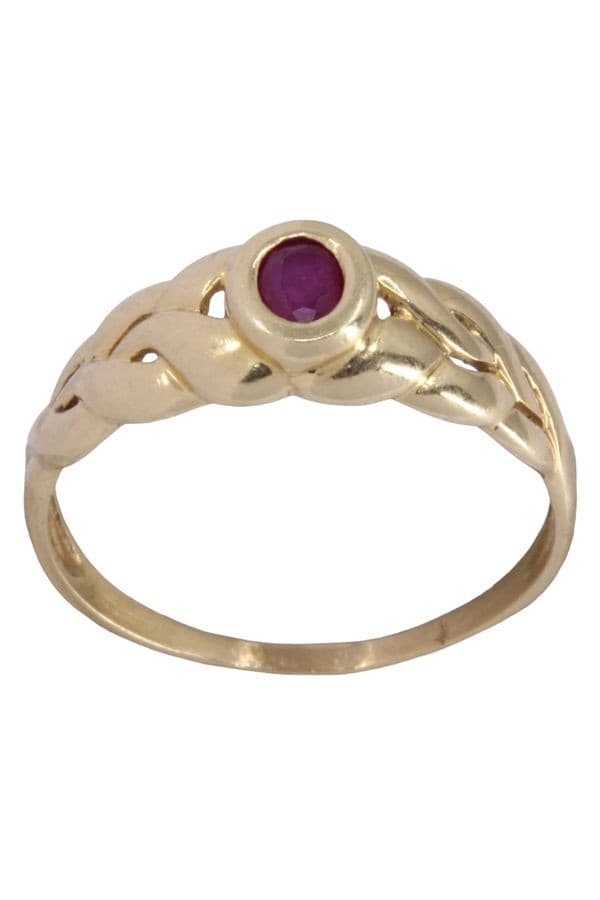 BAGUE JONC TRESSÉ RUBIS — vue 1