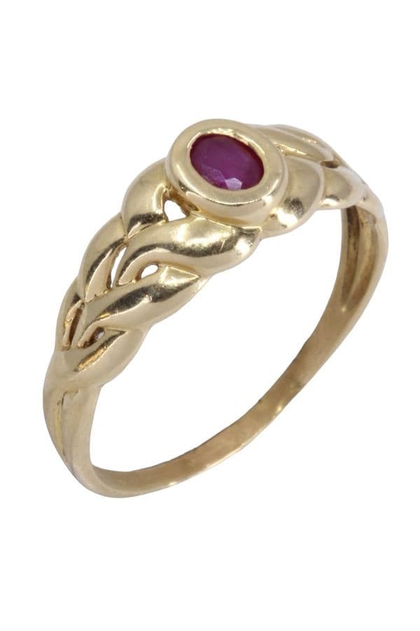 BAGUE JONC TRESSÉ RUBIS — vue 3
