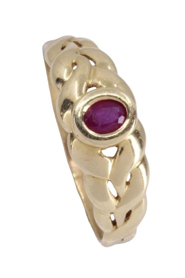 BAGUE JONC TRESSÉ RUBIS — vue 4