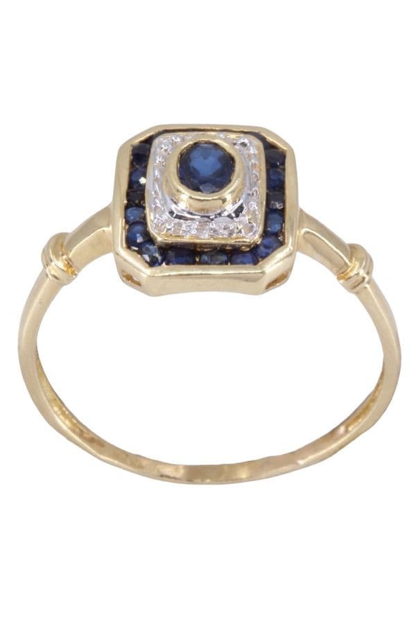 BAGUE MODERNE SAPHIRS ET DIAMANTS — vue 1
