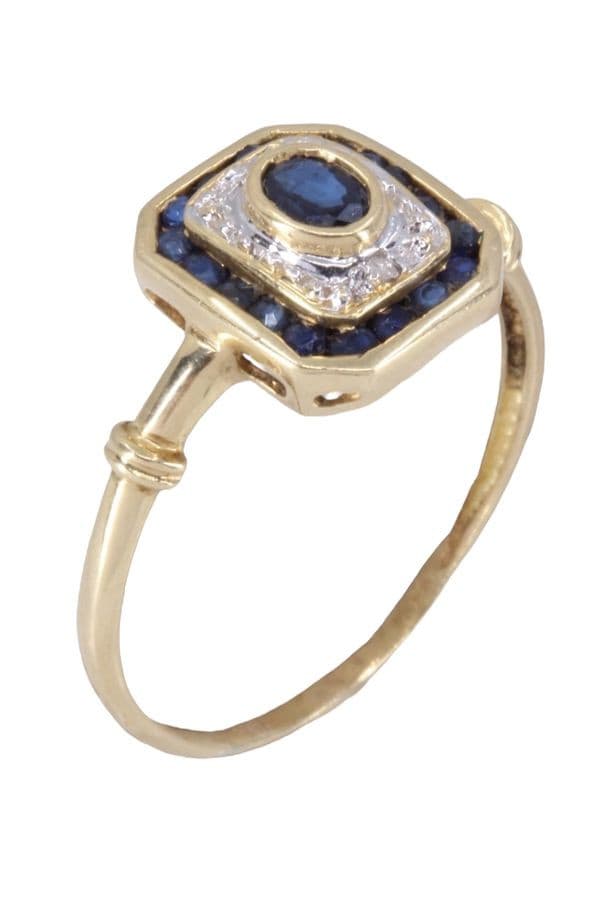 BAGUE MODERNE SAPHIRS ET DIAMANTS — vue 3