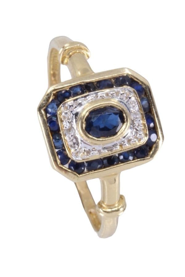 BAGUE MODERNE SAPHIRS ET DIAMANTS — vue 4