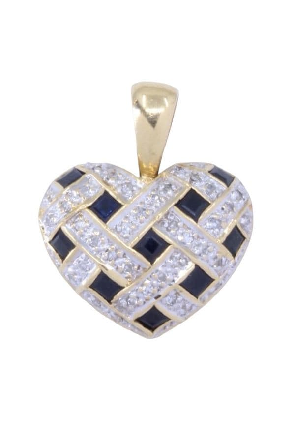 PENDENTIF COEUR SAPHIRS ET DIAMANTS — vue 1