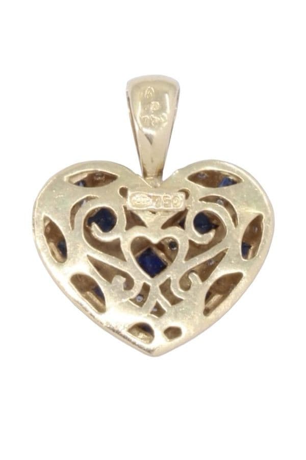 PENDENTIF COEUR SAPHIRS ET DIAMANTS — vue 3