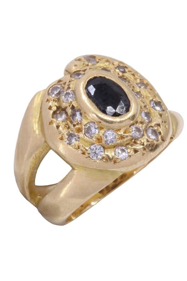 BAGUE MODERNE SAPHIR ET DIAMANTS — vue 3