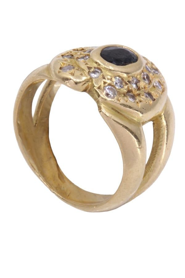 BAGUE MODERNE SAPHIR ET DIAMANTS — vue 4