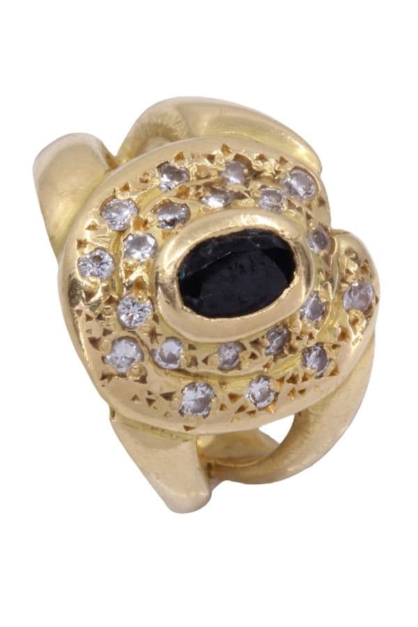 BAGUE MODERNE SAPHIR ET DIAMANTS — vue 5
