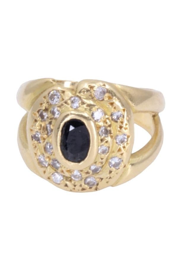 BAGUE MODERNE SAPHIR ET DIAMANTS — vue 6