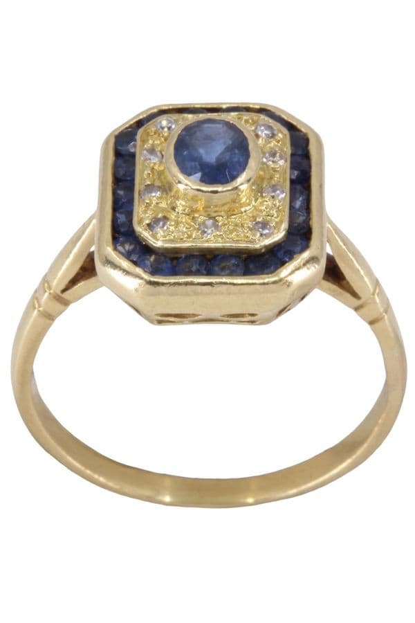 BAGUE MODERNE SAPHIRS ET DIAMANTS — vue 1