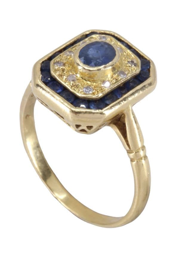BAGUE MODERNE SAPHIRS ET DIAMANTS — vue 5